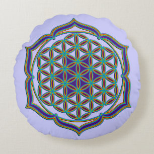 Almofada Redonda Flor De Vida / Blume des Lebens - Lotus Contour