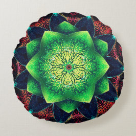 Almofada Redonda Flor digital escura e esbranquiçada sobre vermelho