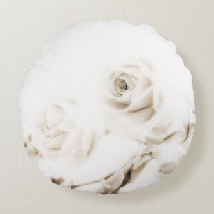 Almofada Redonda Flor do rosa branco do vintage