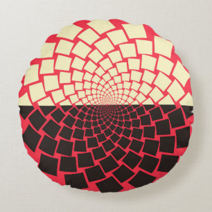 Almofada Redonda Flor Estilizada: Marinha Vermelha Negra