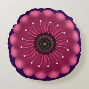Almofada Redonda Flor Fantasia Rosa Glowing Floral Neon Abstrato