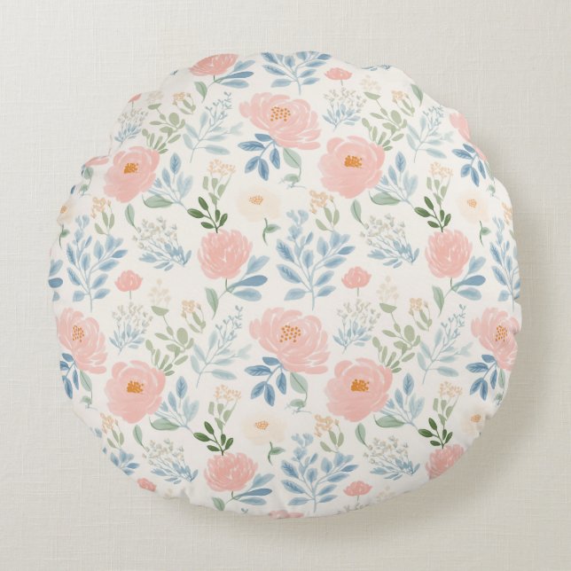 Almofada Redonda Flor Floral Pintada (Frente)