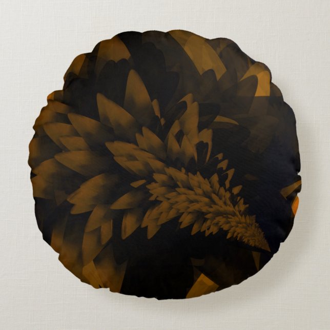 Almofada Redonda Flor Marrom e Preto (Frente)