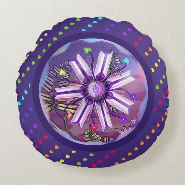 Almofada Redonda Flor no deserto (Frente)