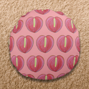 Almofada Redonda Flor Red Anthurium Sem Olho