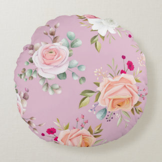 Almofada Redonda Flor rosa-chic elegante