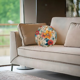 Almofada Redonda Flor Russo Colorida