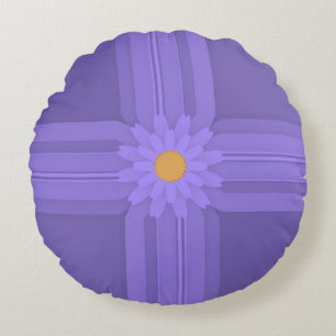Almofada Redonda Flor Simples Roxa na Cruz Moderna