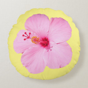 Almofada Redonda Flor Tropical de Hibiscus Rosa