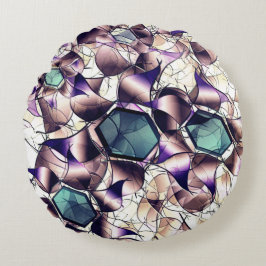 Almofada Redonda Flor virtual bagunçada em tons gradiente