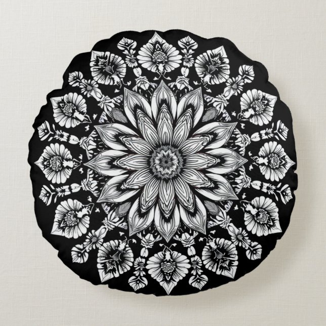 Almofada Redonda Flora Celestial (Frente)