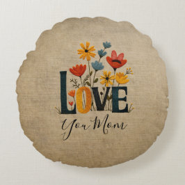 Almofada Redonda Floral Amor Personalizado Você Mamãe 