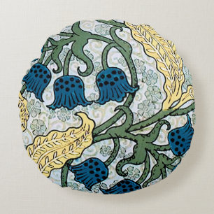 Almofada Redonda Floral Blue Flowers Lily Valley Repetindo