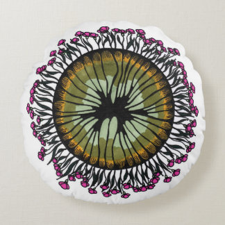Almofada Redonda Floral de Mandala Psicodélica par