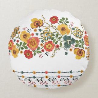Almofada Redonda Floral Estilizado: Design sem água.