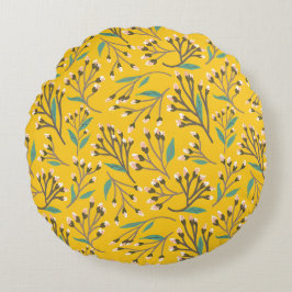 Almofada Redonda Floral Pattern in  delicate branches and buds