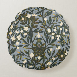 Almofada Redonda Floral pattern on  dusty blue-gray background