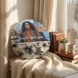 Almofada Redonda Floral photo create your own modern cute 