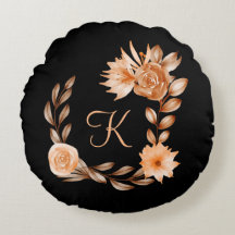 Floral Preto Marrom e Pêssego Monogramado