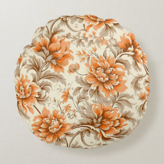 Almofada Redonda Floral Tangerine Cream