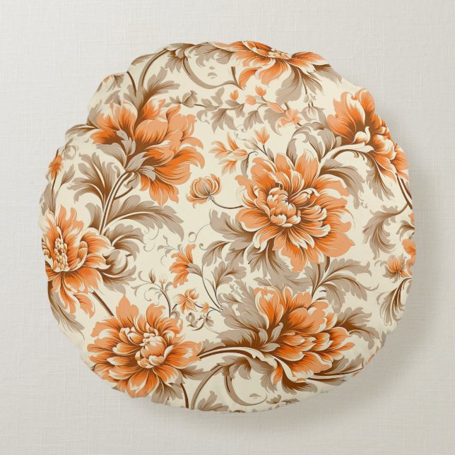 Almofada Redonda Floral Tangerine Cream (Frente)