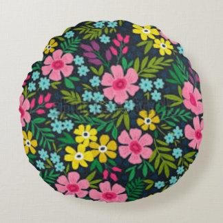 Almofada Redonda Floral Throw Pillow | Colorful Flower RoundCushion
