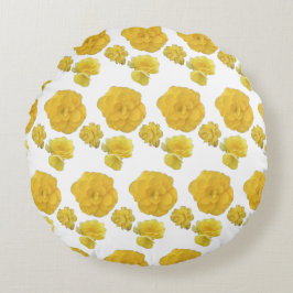 Almofada Redonda Flores Amarelas