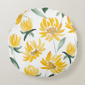 Almofada Redonda Flores Amarelas Pão-de-Verão