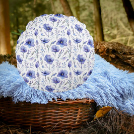 Almofada Redonda Flores Azuis Por Todo O Travesseiro Impressão