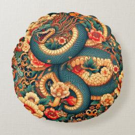 Almofada Redonda Flores cobra verdes