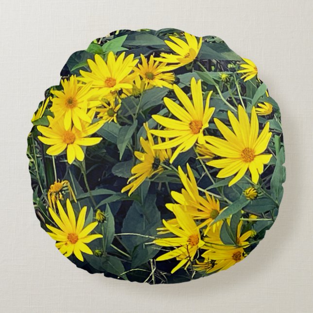 Almofada Redonda Flores de Artichoke em Jerusalém (Frente)