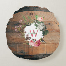 Flores De Vintagem De Madeira Rústica Monogramada