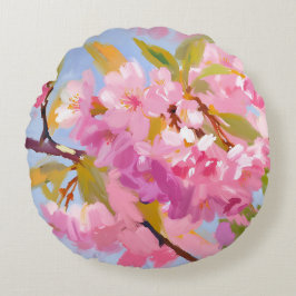 Almofada Redonda Flores Rosa
