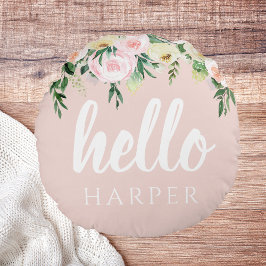 Almofada Redonda Flores Rosa Moderno Pastel Alô E Você Chama