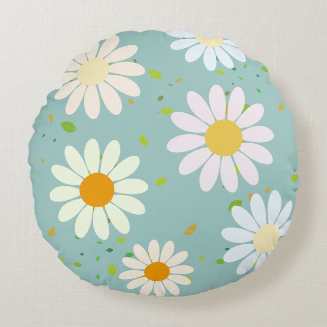 Almofada Redonda Flores Simples de Margarida Florn Trendy Girly (Frente)