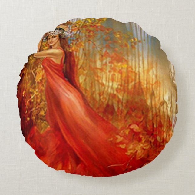 Almofada Redonda Floresta Vermelha (Frente)