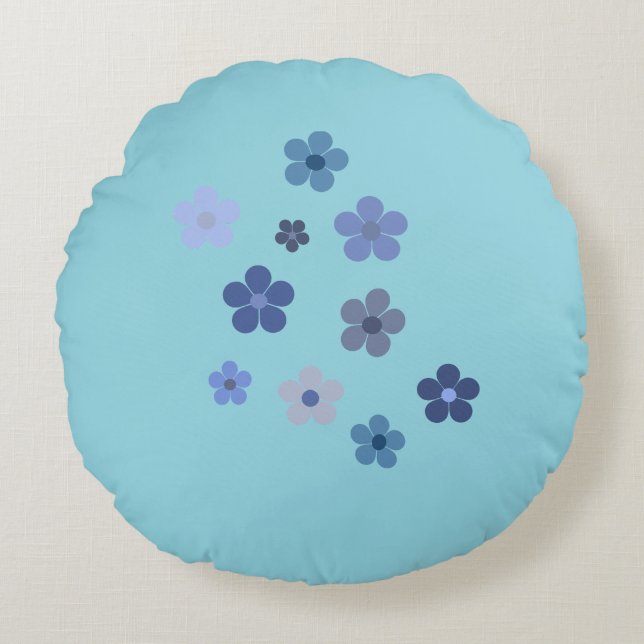 Almofada Redonda Floural Azul (Frente)