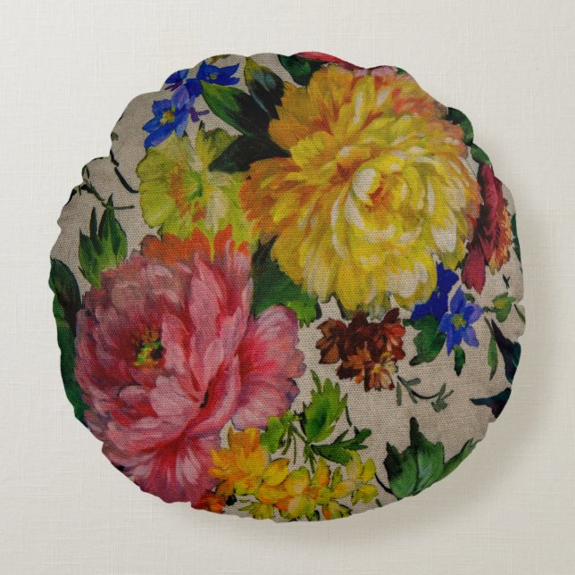 Almofada Redonda Flowers japandi colors texture (Frente)