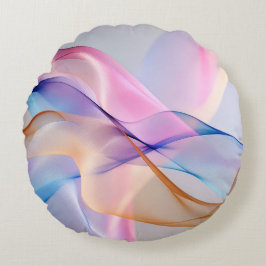 Almofada Redonda Fluxo de Tecido Pastel Abstrato