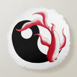 Almofada Redonda Fluxo Marcial Sticker Abstrato YinYang de Arte Mar