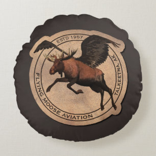 Almofada Redonda Flying Moose Aviation Patch