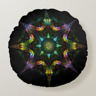 Almofada Redonda Fogo Quântico - Sagrada Geometria Cosmic Mandala