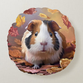 Almofada Redonda Folhas de outono de Suíno-guineense