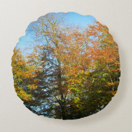 Almofada Redonda Folhas de outono e Céu Azul - Personalizado