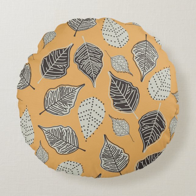 Almofada Redonda Folhas de outono, padrão de colheita sem descontin (Frente)