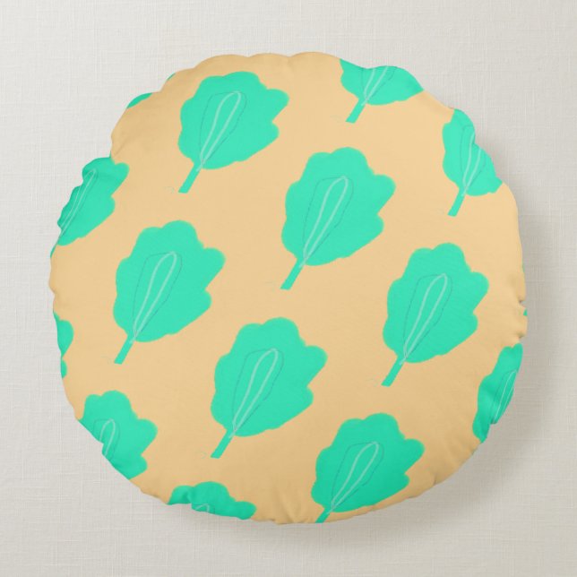 Almofada Redonda Folhas marinhas planas por Travesseiro redondo (Frente)