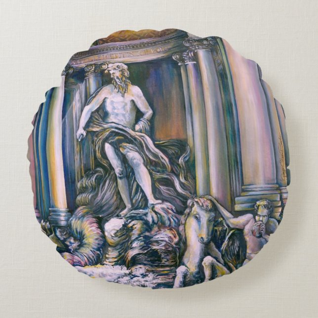 Almofada Redonda Fontana Di Trevi, Roma, Itália (Frente)