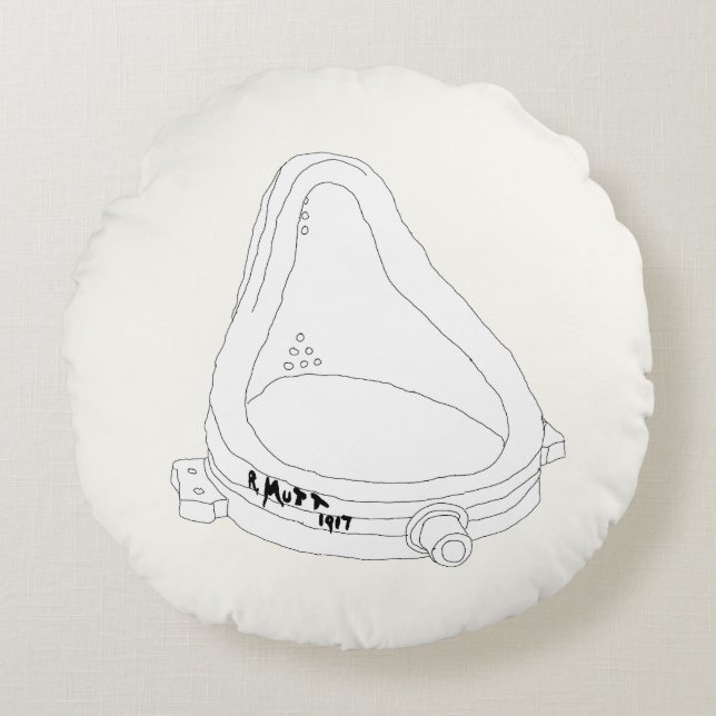 Almofada Redonda Fonte de Marcel Duchamp R. Mutt 1917 (Frente)