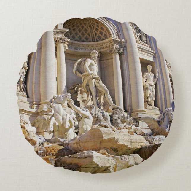 Almofada Redonda Fonte de Trevi Roma Fotografia (Frente)