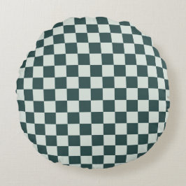 Almofada Redonda Forest green moss checkerboard pattern